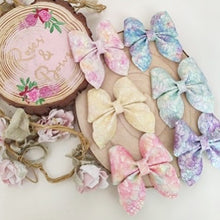 Load image into Gallery viewer, Lace Glitter Hair Bow Clip or Headband