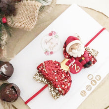 Load image into Gallery viewer, Personalised Christmas Santa Sack Hair Bow Headband or Clip
