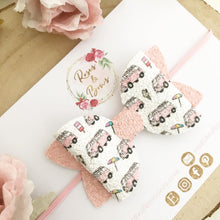 Load image into Gallery viewer, Pink Camper Van Girl Hair Bow Headband or Clip
