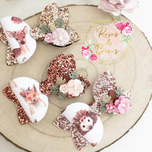 Load image into Gallery viewer, Boho Woodland Animal Bow Headband or Clip