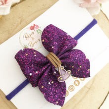 Load image into Gallery viewer, Halloween Witch Glitter Charm Bow Headband or Clip