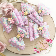 Load image into Gallery viewer, Floral Glitter Hair Bow Headband or Clip