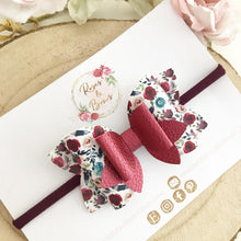 Load image into Gallery viewer, Autumn fall floral leatherette Bow Headband or Clip