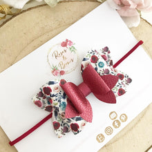 Load image into Gallery viewer, Autumn fall floral leatherette Bow Headband or Clip