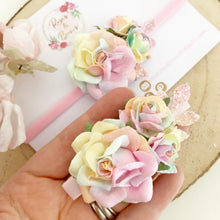 Load image into Gallery viewer, Rainbow flower nylon headband or alligator clip