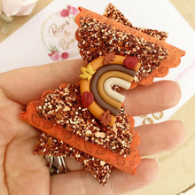 Load image into Gallery viewer, Autumn leaves rainbow Glitter Hair Bow Headband or Clip