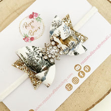 Load image into Gallery viewer, Christmas reindeer snowflake Hair Bow Headband or Clip