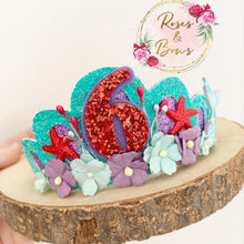 Load image into Gallery viewer, Mermaid glitter tiara - princess crown - birthday accessory - custom ages