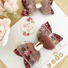 Load image into Gallery viewer, Autumn Fall Plum Floral Hair Bow Headband or Clip