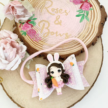 Load image into Gallery viewer, Easter Bunny Girl Hair Bow Headband or Clip