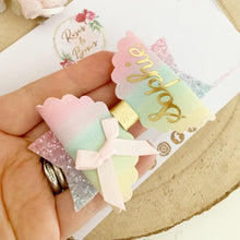 Load image into Gallery viewer, Rainbow Personalised Name Hair Bow Headband or Clip