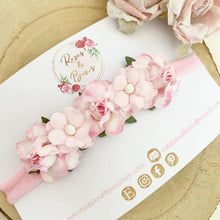 Load image into Gallery viewer, Pink flower crown nylon headband - Flower Crown Headband