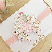 Load image into Gallery viewer, Glitter Flower bow Clip or Headband