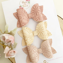 Load image into Gallery viewer, Leatherette hair bow clip or headband set