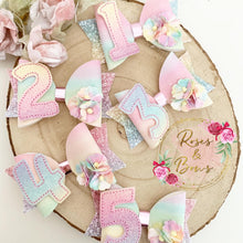 Load image into Gallery viewer, Rainbow Birthday Hair Bow Headband or Clip