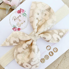 Load image into Gallery viewer, Gold Leopard Hair Bow Headband or Clip