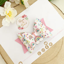 Load image into Gallery viewer, Rainbow Charm Glitter Bow Headband or Clip