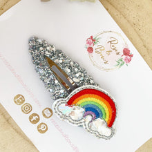 Load image into Gallery viewer, Silver rainbow large snap clip