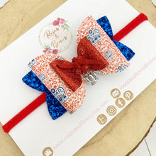 Load image into Gallery viewer, Coronation Crown Glitter Bow Headband or Clip