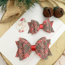 Load image into Gallery viewer, Tartan Glitter Christmas Bow Headband or Clip