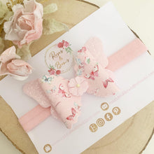 Load image into Gallery viewer, Butterfly floral Hair Bow Headband or Clip