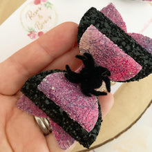 Load image into Gallery viewer, Spider Halloween Glitter Bow Headband or Clip