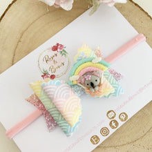 Load image into Gallery viewer, Animal Hot Air Balloon Rainbow Hair Bow clip or headband