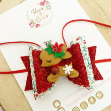 Load image into Gallery viewer, Christmas reindeer Hair Bow Headband or Clip