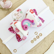Load image into Gallery viewer, Donut Rainbow Glitter Hair Bow