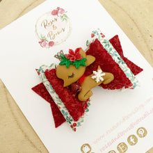 Load image into Gallery viewer, Christmas reindeer Hair Bow Headband or Clip