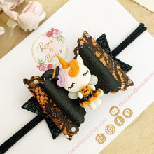 Load image into Gallery viewer, Halloween unicorn Hair Bow Headband or Clip