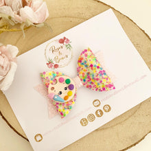 Load image into Gallery viewer, Paint Glitter Hair Bow Headband or Clip