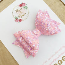 Load image into Gallery viewer, Pink and Purple Glitter Hair Bow Headband or Clip