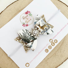 Load image into Gallery viewer, Christmas reindeer snowflake Hair Bow Headband or Clip