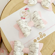 Load image into Gallery viewer, Pink Cat Glitter Hair Bow Headband or Clip