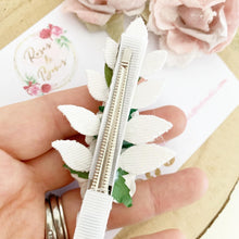 Load image into Gallery viewer, White flower and leaf headband or clip - Flower Crown Headband