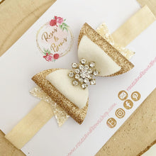 Load image into Gallery viewer, Snowflake Glitter Bow Headband or Clip