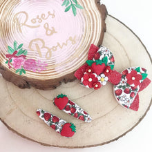 Load image into Gallery viewer, Strawberry Hair Bow Headband or Clip