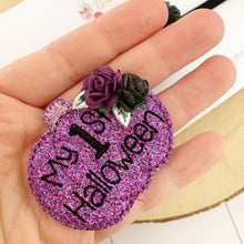 Load image into Gallery viewer, 1st Halloween - First Halloween Pumpkin Hair Bow Headband or Clip