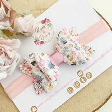 Load image into Gallery viewer, Pink Christmas Glitter Hair Bow Headband or Clip