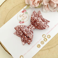 Load image into Gallery viewer, Pink Blush Glitter Hair Bow - Green Glitter Hair Bow Hair Clip or Headband