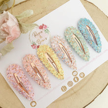 Load image into Gallery viewer, glitter and rose gold scalloped snap clip set