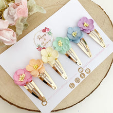 Load image into Gallery viewer, Rainbow cherry blossom snap clips - cherry blossom fringe clips
