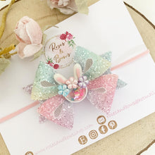Load image into Gallery viewer, Rainbow Easter Bunny Hair Bow Headband or Clip