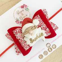 Load image into Gallery viewer, Personalised Father Christmas Hair Bow Headband or Clip