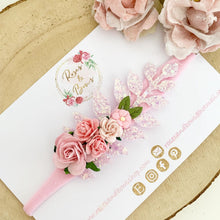 Load image into Gallery viewer, Pink flower and leaf headband or clip - Flower Crown Headband
