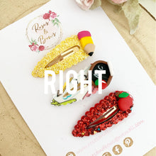 Load image into Gallery viewer, Back to School scalloped snap clip set