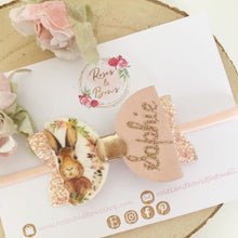 Load image into Gallery viewer, Personalised Name Easter Bunny Hair Bow Headband or Clip