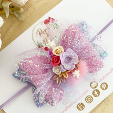Load image into Gallery viewer, Christmas Tree Purple Tulle Hair Bow Headband or Clip