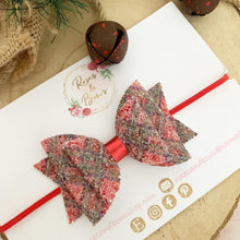 Load image into Gallery viewer, Tartan Glitter Christmas Bow Headband or Clip